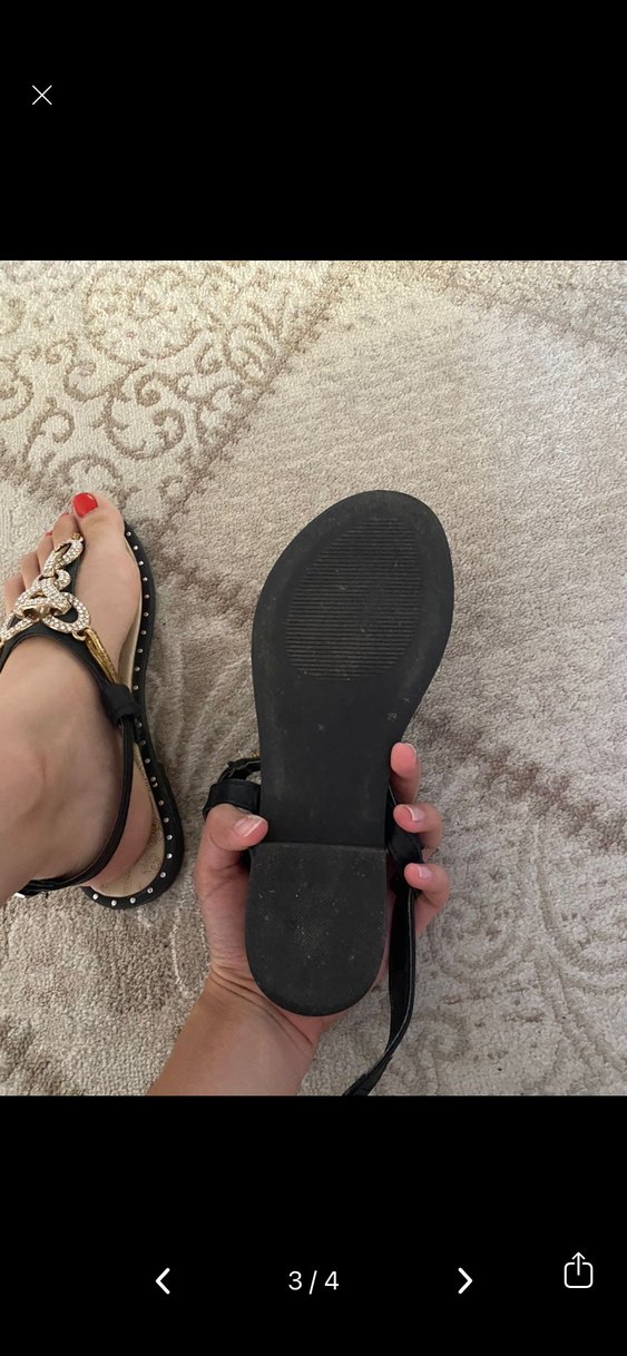 Siyah Yılan Desenli Tokalı Stiletto  Kadın Sandalet - Görsel 4