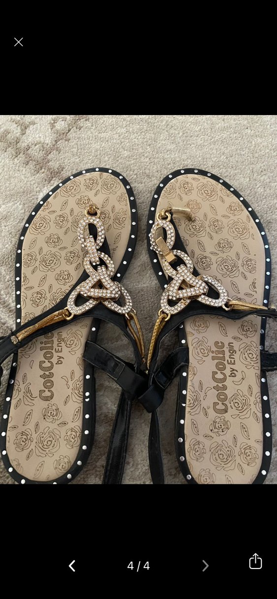 Siyah Yılan Desenli Tokalı Stiletto  Kadın Sandalet - Görsel 3