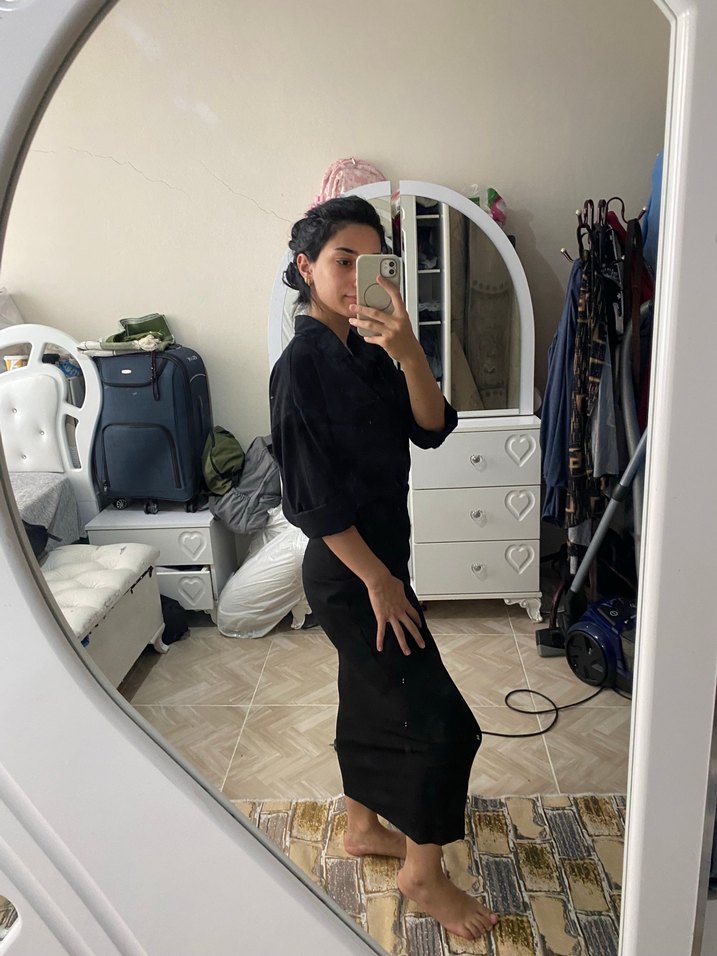 Siyah Midi Pamuklu Kadın etek - Görsel 3