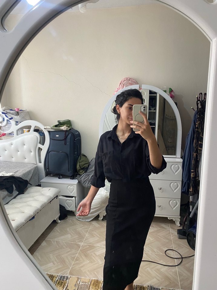 Siyah Midi Pamuklu Kadın etek - Görsel 2