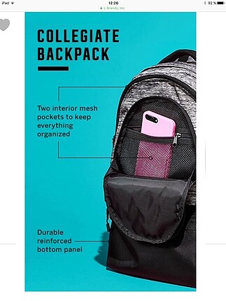 Beden Victoria s Secret PİNK COLLEGİATE Backpack okul çantası En büyük