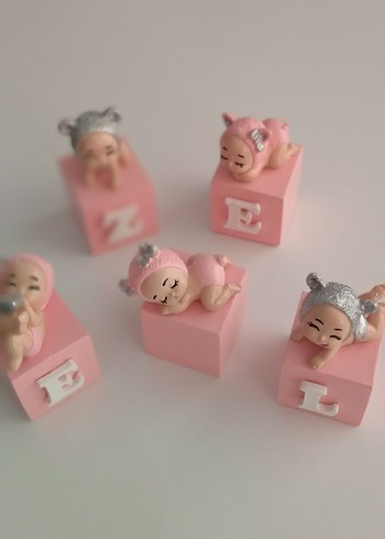 Pembe Bebek Figürlü Harf Blokları küp isimlik - Görsel 7