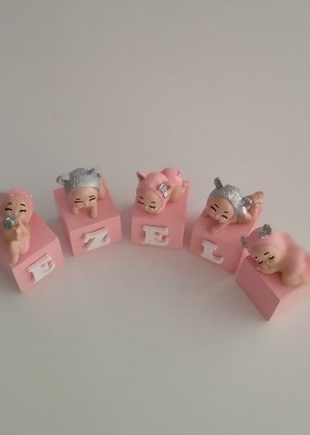 Pembe Bebek Figürlü Harf Blokları küp isimlik - Görsel 2