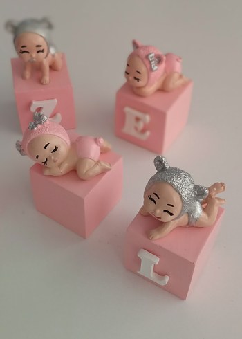 Pembe Bebek Figürlü Harf Blokları küp isimlik - Görsel 5