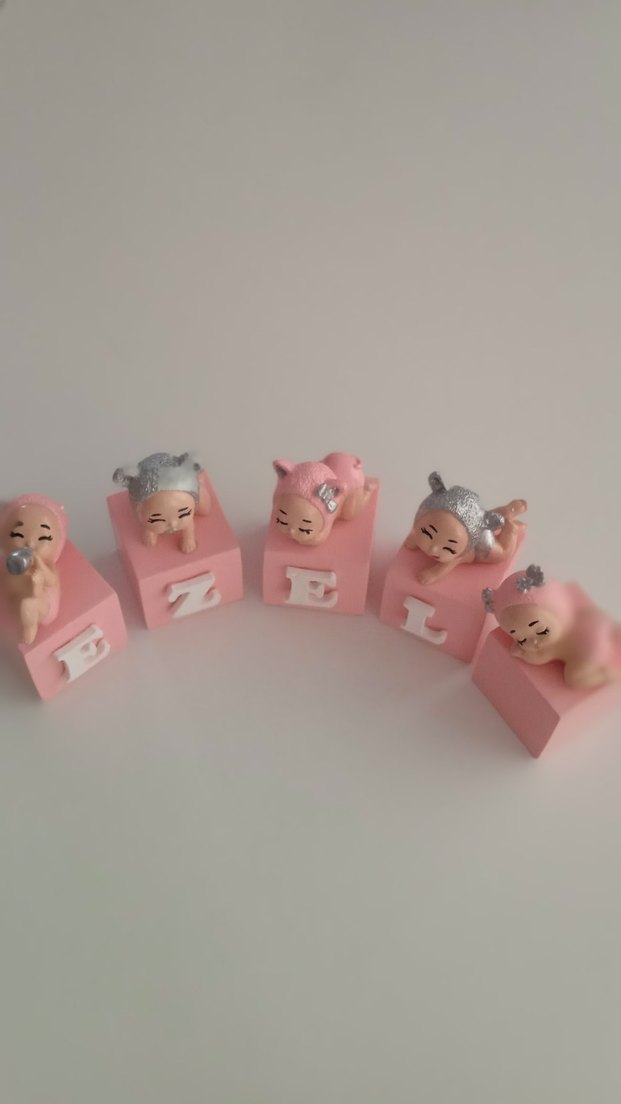 Pembe Bebek Figürlü Harf Blokları küp isimlik - Görsel 2