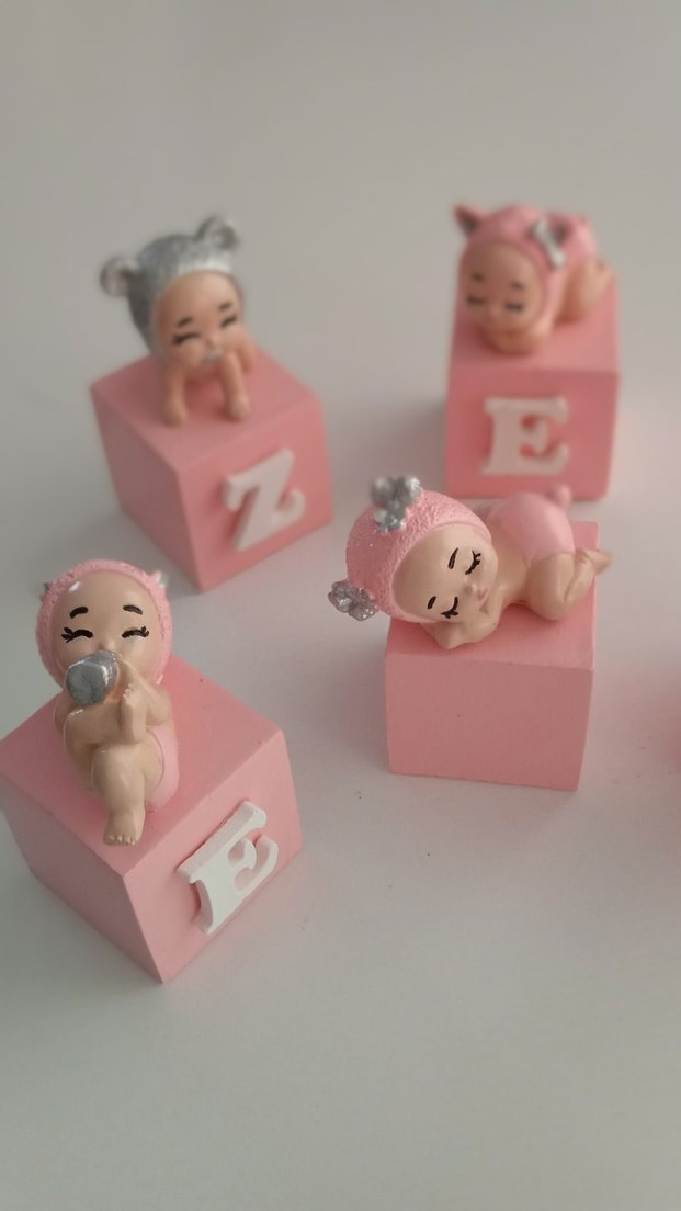 Pembe Bebek Figürlü Harf Blokları küp isimlik - Görsel 4