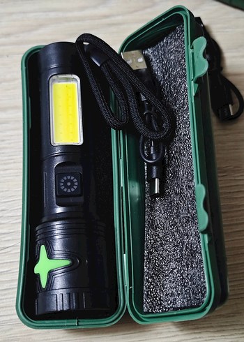 USB Şarjlı Siyah Renkli El Feneri - Görsel 8