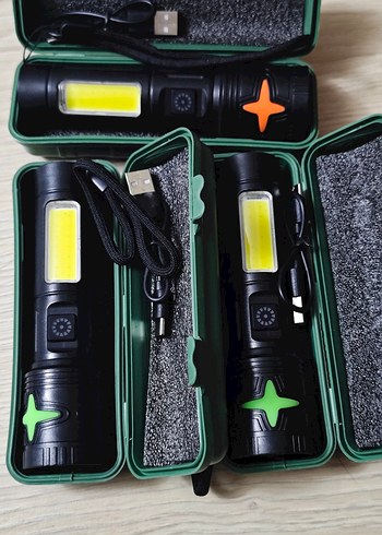 USB Şarjlı Siyah Renkli El Feneri - Görsel 9