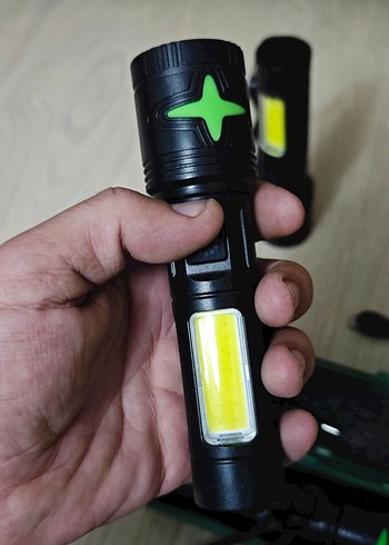 USB Şarjlı Siyah Renkli El Feneri - Görsel 5