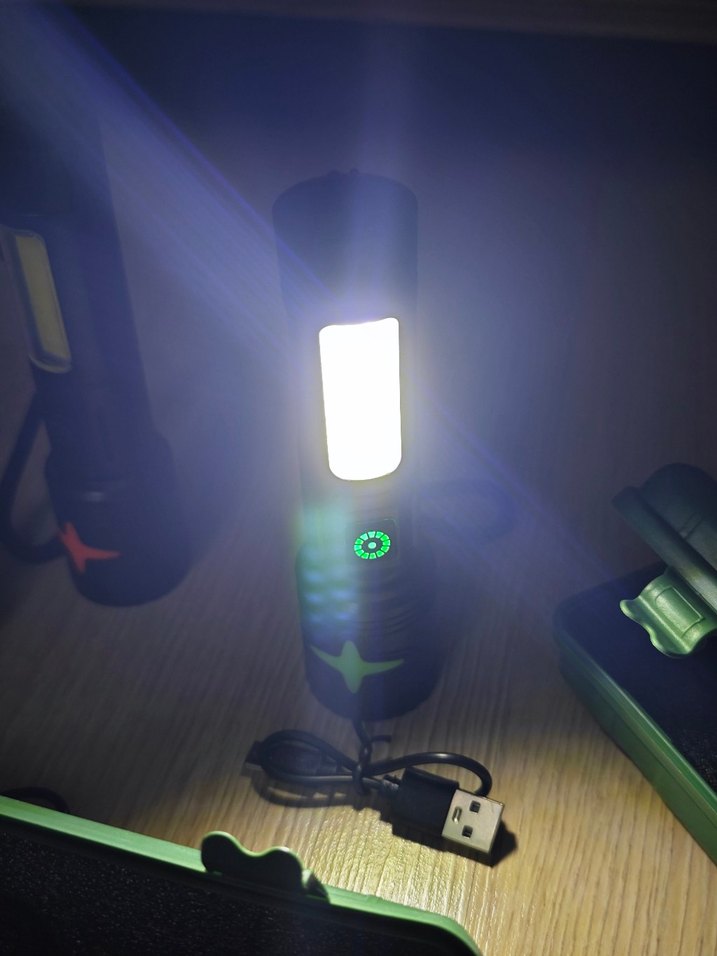 USB Şarjlı Siyah Renkli El Feneri - Görsel 3