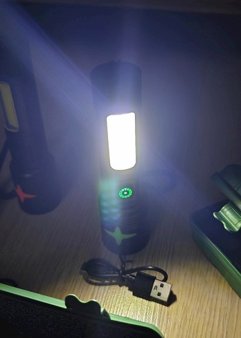 USB Şarjlı Siyah El Feneri - Görsel 9