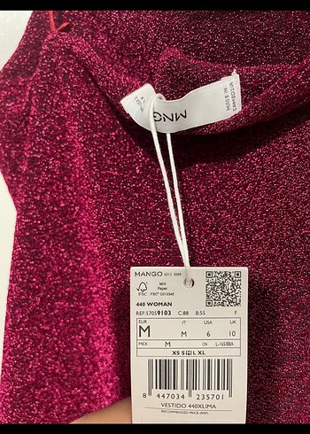 m Beden pembe Renk Mango Simli Askılı Mini Elbise