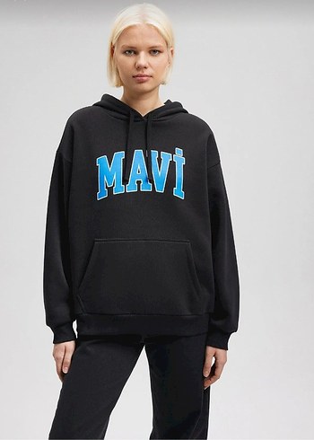 Mavi Kadın Siyah Kapüşonlu Sweatshirt