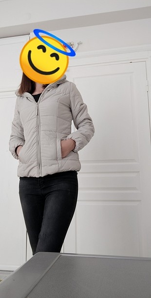 s Beden ten rengi Renk kapişonlu şişme mont