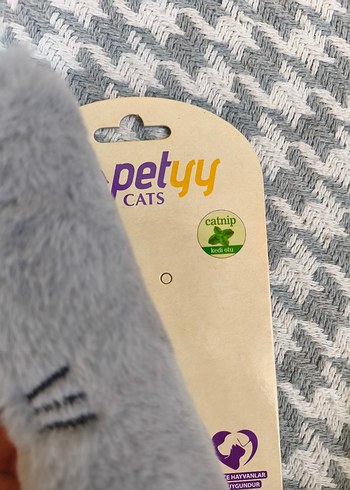 Gri Peluş Kedi Oyuncağı Tüylü Fare - Görsel 2