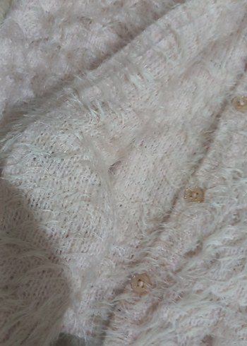 Kadın Beyaz Kürklü Triko Hırka - Görsel 5