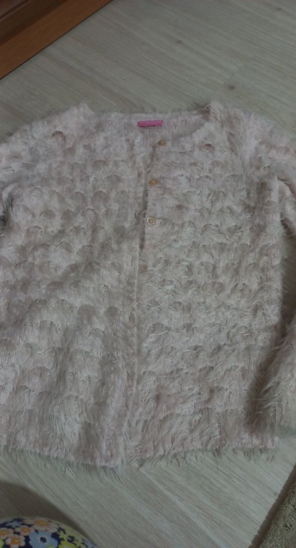 Kadın Beyaz Kürklü Triko Hırka - Görsel 4