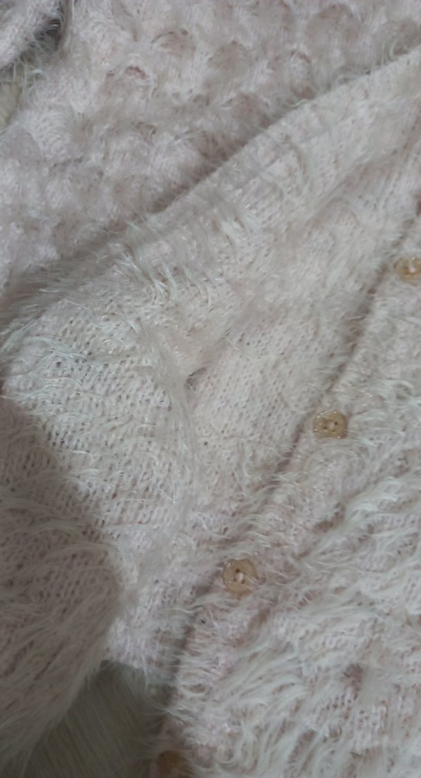 Kadın Beyaz Kürklü Triko Hırka - Görsel 5