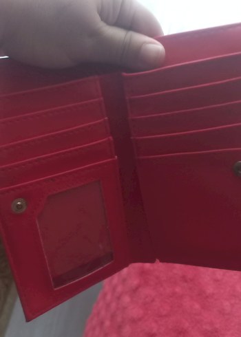 Kırmızı Yılan Derisi Desenli Deri Kadın Cüzdan - Görsel 4