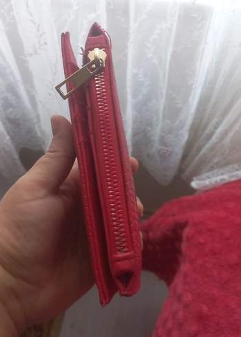 Kırmızı Yılan Derisi Desenli Deri Kadın Cüzdan - Görsel 3