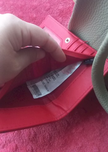 Kırmızı Yılan Derisi Desenli Deri Kadın Cüzdan - Görsel 5