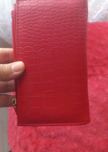 Kırmızı Yılan Derisi Desenli Deri Kadın Cüzdan - Görsel 6