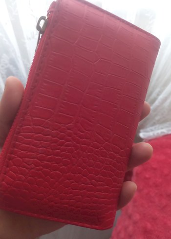 Kırmızı Yılan Derisi Desenli Deri Kadın Cüzdan - Görsel 2