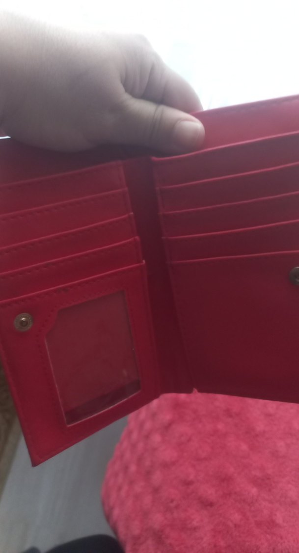 Kırmızı Yılan Derisi Desenli Deri Kadın Cüzdan - Görsel 4