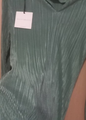 Turkuaz Piliseli Uzun Kollu Kadın Elbise - Görsel 6