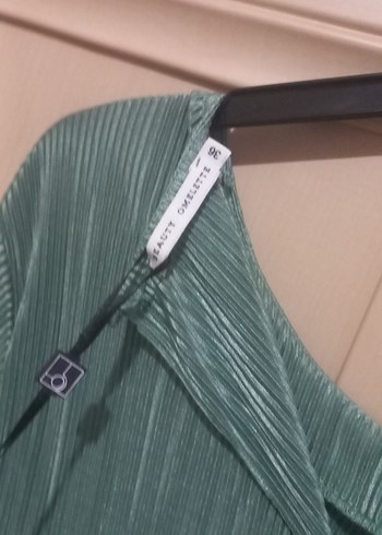 Turkuaz Piliseli Uzun Kollu Kadın Elbise - Görsel 5