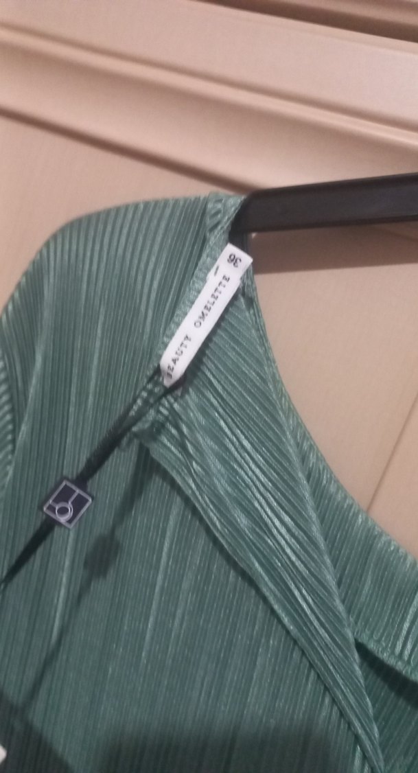 Turkuaz Piliseli Uzun Kollu Kadın Elbise - Görsel 5