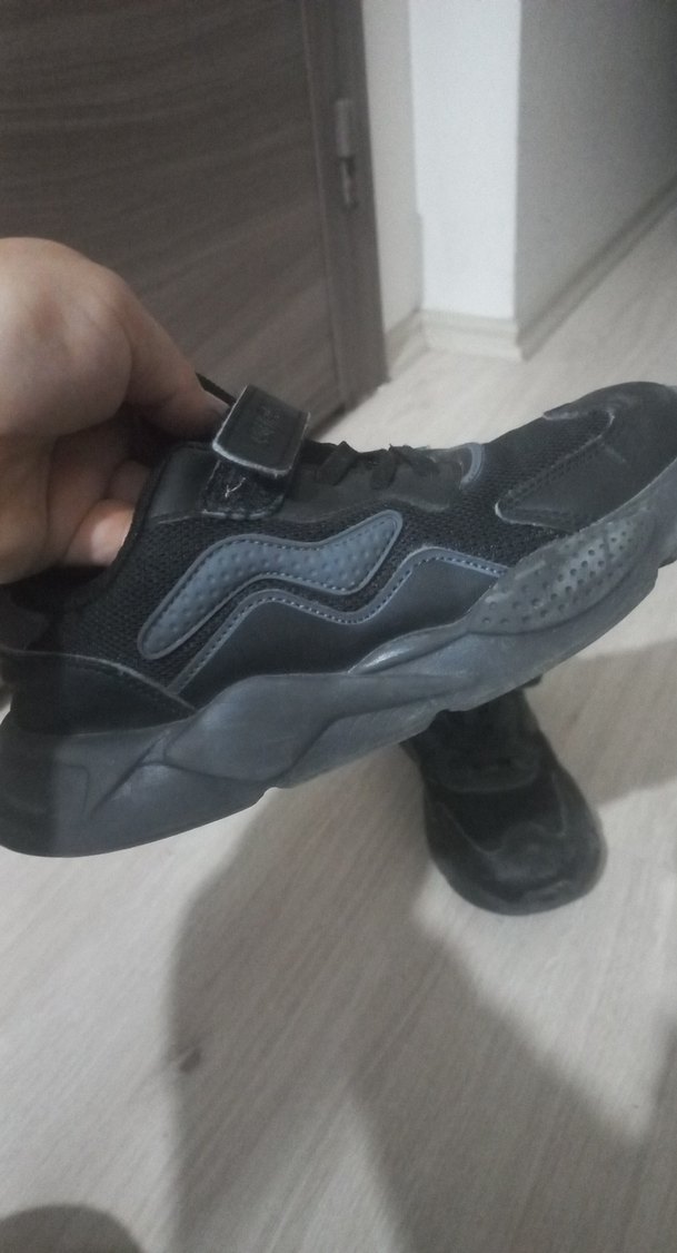 Siyah Erkek Çocuk Spor Ayakkabı Velcro - Görsel 4