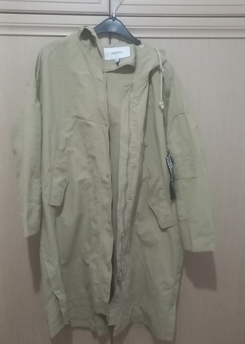 Bej Midi Kadın Parka - Salaş Kesim - Görsel 2