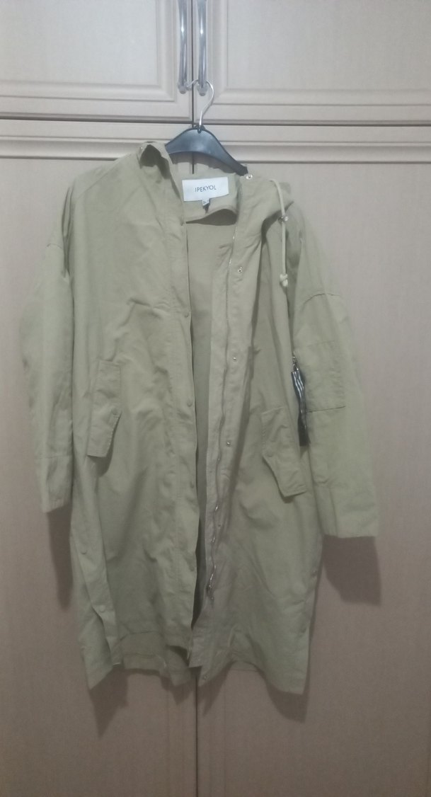 Bej Midi Kadın Parka - Salaş Kesim - Görsel 2