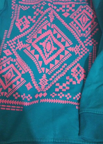 Bohem Tarz Turkuaz Kız Sweatshirt - Görsel 7