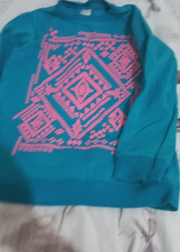 Bohem Tarz Turkuaz Kız Sweatshirt - Görsel 2