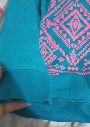 Bohem Tarz Turkuaz Kız Sweatshirt - Görsel 3