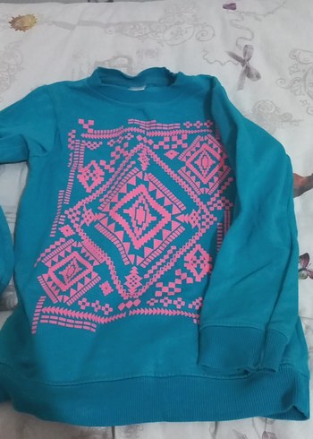 Bohem Tarz Turkuaz Kız Sweatshirt - Görsel 8