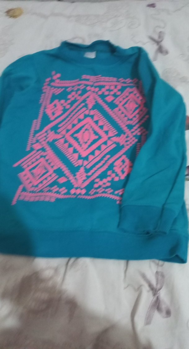 Bohem Tarz Turkuaz Kız Sweatshirt - Görsel 2