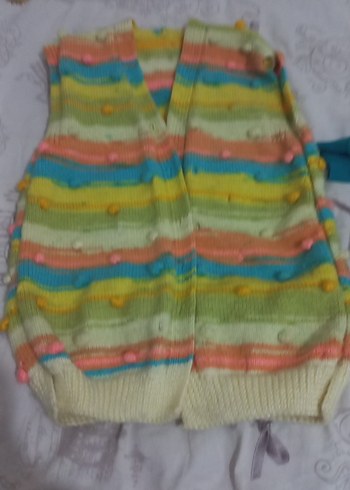 Renkli Bağlama Desenli Kadın Örgü Süveter - Görsel 3