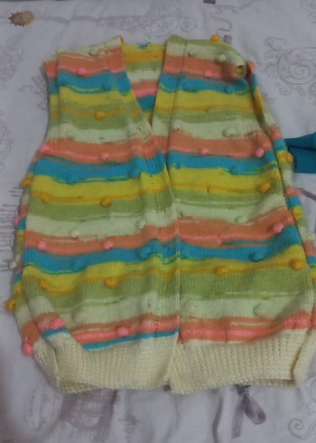 Renkli Bağlama Desenli Kadın Örgü Süveter - Görsel 2