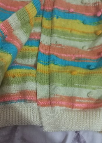 Renkli Bağlama Desenli Kadın Örgü Süveter - Görsel 6