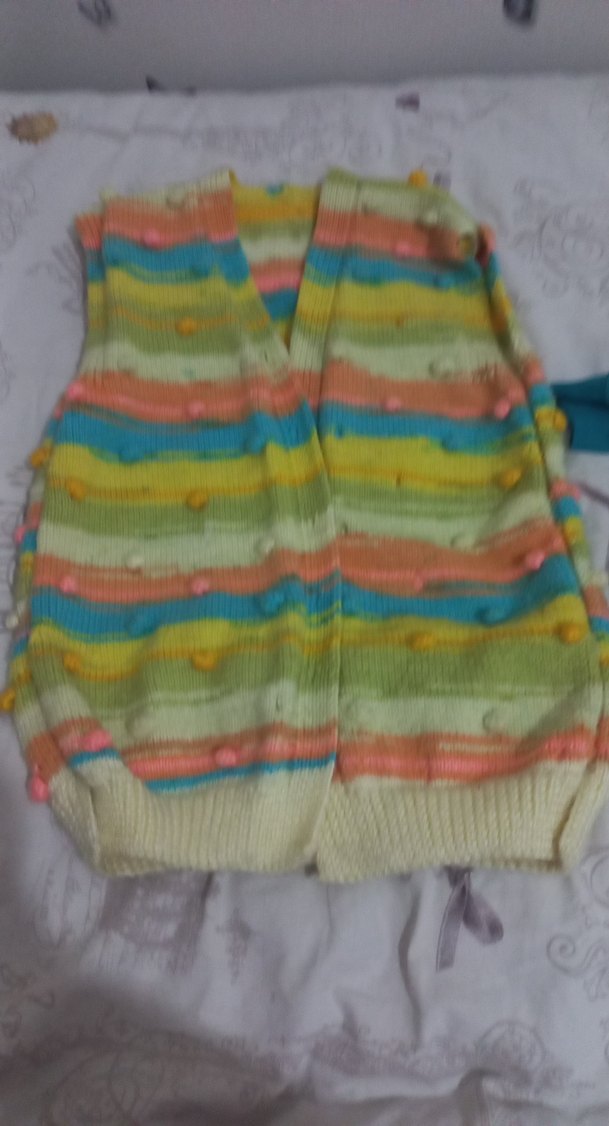 Renkli Bağlama Desenli Kadın Örgü Süveter - Görsel 3