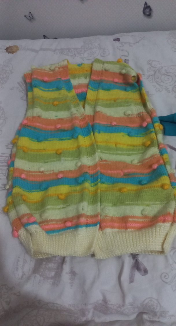 Renkli Bağlama Desenli Kadın Örgü Süveter - Görsel 2