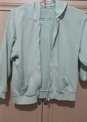 Kadın Pastel Yeşil Fermuarlı Sweatshirt - Görsel 2