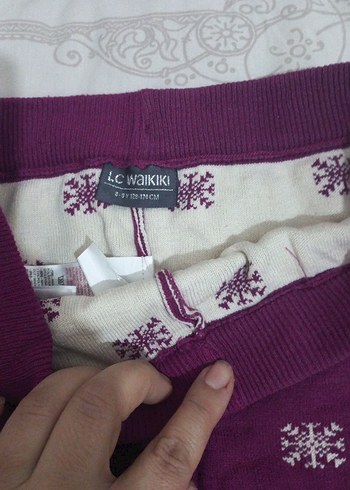 Kız Çocuk Mor Baskılı Triko Tayt - Görsel 6