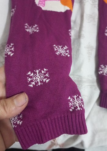 Kız Çocuk Mor Baskılı Triko Tayt - Görsel 3