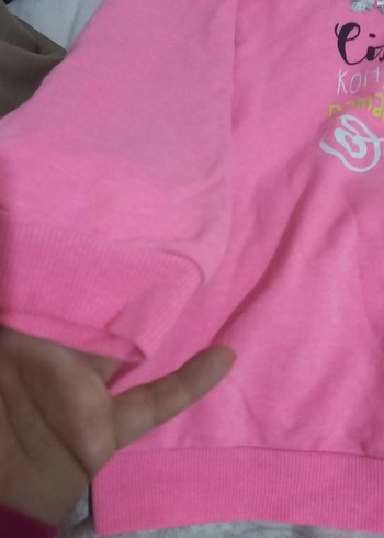 Pembe Kapüşonlu Kız Sweatshirt - Görsel 6