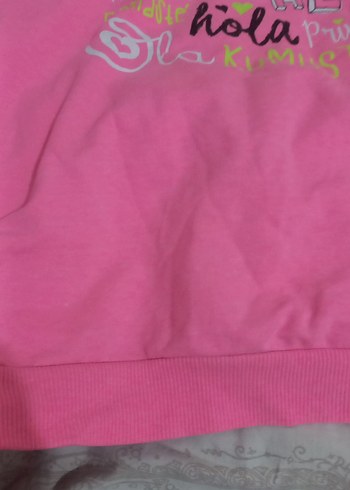 Pembe Kapüşonlu Kız Sweatshirt - Görsel 7
