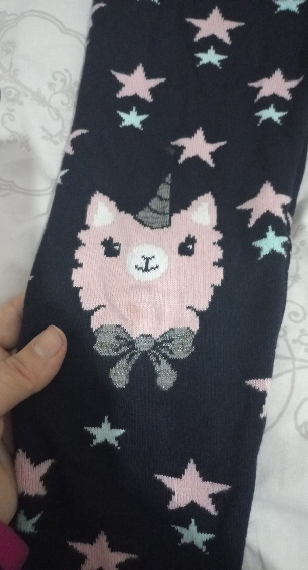 Nakışlı Kız Çocuk Triko Tayt - Görsel 4